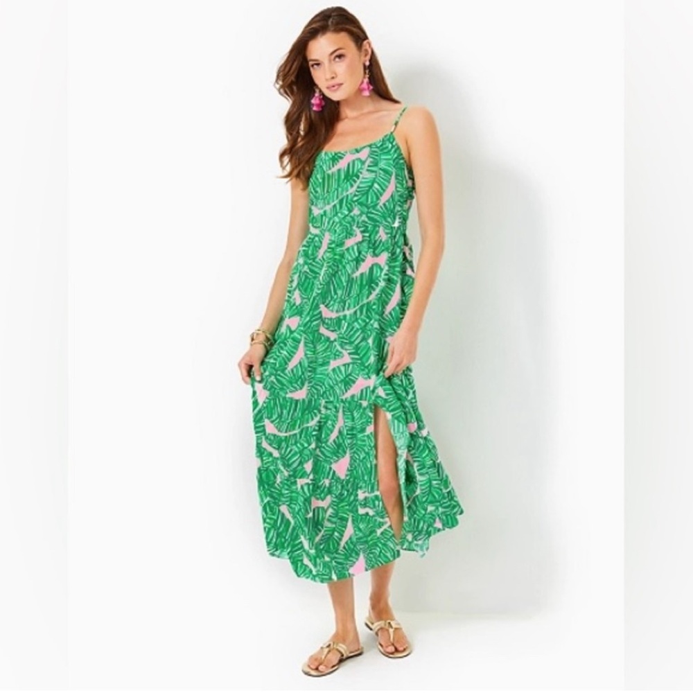 NWT Lilly Pulitzer Teresa Maxi Dress Conch Shell Pink Lets Go Bananas Size XL